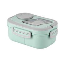 Portable Lunch Box Compartment Wheat Straw Bento Carrying Handle Box Reusable Tableware Containers Meal Snack Food Containers gray