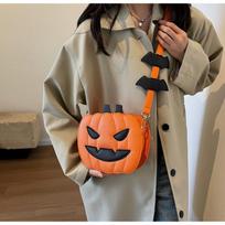 Niche personality fun Halloween ghost face pumpkin bag gray