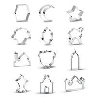 12Pcs Baking Molds Cookie Cutters DIY Moon Star Biscuit Cutters Cake Mold Baking Tools Household Baking Cutter Kit white