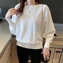 Bat Sleeve Sweater for Women Loose and Lazy Style Knitted Sweater Solid Color Casual Pullover Autumn and Winter One size balta