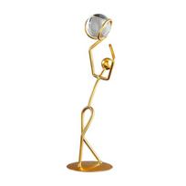 Athlete Crystal Ball Figurine Iron Gold Desktop Ornament Crafts Decor Supplies for Home Bedroom Living Room Desk Decor beige
