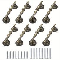 8 vnt Spintelės traukiami senoviniai žalvariniai stalčiai, vintažiniai europietiško stiliaus vintažiniai komodai, virtuvės baldai, miegamojo traukiami varžtais 8pack - With 32pcs screws