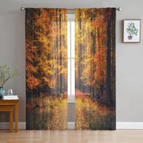 Rudens parko miško permatomos užuolaidos Svetainės langas Tiulio užuolaidos miegamojo virtuvei Namų dekoravimas Voile užuolaidos W135 x H115cm x1&Grommet Top white