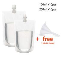 100ml-500ml Travel Drink Spout Pouches Transparent Plastic Bags Sealed Juice Storage Beverage  Ice Cold Drink Pouch Portable white