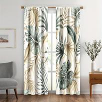 Vintage Palm Leaf Flower Printing Window Curtains Blinds For Living Room Kid Bedroom Bathroom Kicthen Office Door Home Decor2Pcs W65X60H(cm)X2Pcs&Hook