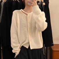 New Autumn Hollow Out O Neck Loose Sweater Cardigan Women Fashion Thin Single breasted Winter Knitted Sweaters Women Solid Slim Casual Cardigans 25539 One Size