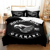Rock Machine Motorcycle Club Bedding Set Duvet Cover Bed Set Quilt Cover Pillowcase Comforter king Queen Size Boys Adult 70x133cm 2pcs white