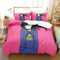 Anime Mieruko-chan The Girl Who Can See Them Bedding Set Boys Girls Twin Queen Size Duvet Cover Pillowcase Bed Kids Adult EU Single 135x200cm