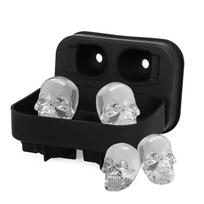 Skull Silicone Ice Cube Maker Ice Cream Mold Four Grids Bar Whisky Cocktails For Halloween Party Easy to Clean Kitchen Gadgets black