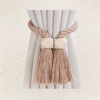 Rankomis pinti masyvmedžio magnetiniai mazgų užuolaidų laikikliai Boho stiliumi, tinkami svetainės ir miegamojo namų dekoravimui. white