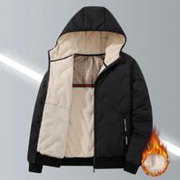Vyriškas storas parkas, šiltas žieminis striukė su vilnos pamušalu, kašmyro vilnos paltas, vėjui atsparus, lauko, medvilne paminkštintas M juoda