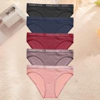 FINETOO 5 vnt. moteriškos medvilninės kelnaitės, seksuali apatinė apranga, minkštos kelnaitės, moteriškos kelnaitės, Pantys, su užrašu ant juosmens, intymus apatinis trikotažas, mergaičių apatinis trikotažas M&Set gray