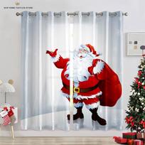 3D Cartoon Christmas Elk Christmas Tree Curtains 2 Panels Deluxe Living Room Bedroom Balcony Kitchen Kids Room Decor Curtains W50X130H(CM)X2PCS&Grommet Top