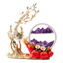 Quicksand Decor Deer Figurine Resin, Moving Sand Art Picture Decor, for Bar Bedroom Adults beige