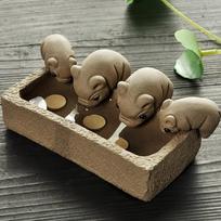 4 Little Pigs Drinking Water Purple Clay Arrangement Little Pig Arrangement Little Pig Tea Pet Purple Clay Tea Pet Pig Tea Pet