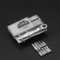12pcs/set 12-Piece Multifunctional Mini Ratchet Wrench & Screwdriver Bit Set for DIY Home Repairs Cross letter combination gray