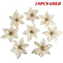 Christmas Flowers Christmas Tree Decor False Flower Glitter Wedding Party Artificial Flowers Decor ADM raudona