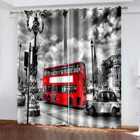 Car   Printing Woven Curtains Bedroom Blackout Curtains with Two Independent Curtains on The Left and Right 132cmx160cm gray