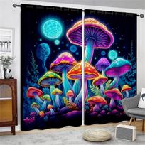 2pcs Fantasy Mushroom Plant Dreamy Moon Curtain Blinds Window Treatment for Bedroom Office Kitchen Living Room Study Home Decor W50 X H130(CM)X2&Hook