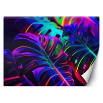 Wallpaper Monstera leaves in neon colours 100x70 įvairiaspalvis