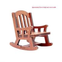 Japoniško arbatos katės mini ornamentai: Mielos dervos stalo dekoracijos Wooden rocking chair brown