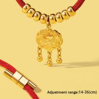 Cat Pet Weave Longevity Golden Lock Necklace Dog Bell  Year Festive Jewelry Adjustable Handmade Cat Collar Pet Accessories L（10-15 catties）