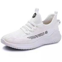 Unisex Didelio dydžio sportiniai batai plokščiu padu, vienspalviai, moteriški laisvalaikio batai, suvarstomi priekyje, vyriški Flyknit lengvi batai 36-44 36 balta