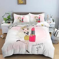 Makeup Gril Bedding Set Fastion Cartoon Duvet Cover Bedroom Comforter Covers Twin King Size Quilt Cover Home Textile 70x133cm 2pcs