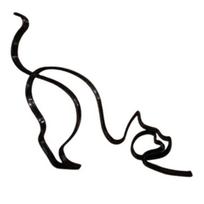 Metalinė gyvūnų figūrėlė, šuo, katė, minimalistinis meno skulptūros stalo dekoras, abstraktus šuns ar katės ornamentas namų biuro stalui, židinio stalui E