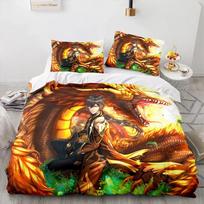 Genshin Impact Bedding Set Single Twin Full Queen King Size Game Anime Bed Set Aldult Kid Bedroom Duvetcover Sets 3D Print Anime EU Single 135x200cm brown