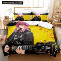 Mada 3D spausdintas anime BOCCHI THE ROCK! Patalynės komplektas Viengulis Twin Pilnas Karalienės Karaliaus Dydžio Patalynės Komplektas Suaugusiųjų Vaikų Miegamojo Antklodės Užvalkalų Rinkiniai EU single(135x200cm) beige