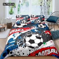 Futbolo patalynės užvalkalų komplektas Futbolo kamuolio raštas Sporto tema Lovos komplektas Mikropluošto Spalvingas Grunge stilius Dvigubo Karaliaus antklodės užvalkalas EU single(135x200cm) blue