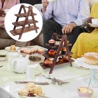 Wooden Storage Rack Hot Pot Dishes Holder Three Tired Tray Stand Kitchen Food Preparation Veggie black