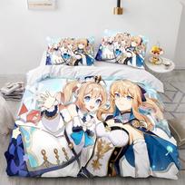 Genshin Impact Bedding Set Game 3d Print Bed Linen Quilt Soft Duvet Cover Sets Home Textile Queen King Size Girl Kids Room Decor Eu Single 135x200cm beige