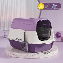 Extra Large Enclosed Cat Litter Box with Disinfection & Deodorization, Anti-Splash Design Purple. Free cat litter scoop + deodorizing bag violetinė