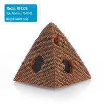 Mažas pilies piramidės dervos akvariumo ornamentas žuvų bakui sutvarkyti brown