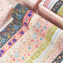 10 Rolls/Set Gold Vintage Scrapbooking Tape 3m Kawaii Masking Tape Vintage Floral Decorative Adhesive Sticker Scrapbooking Diary gray