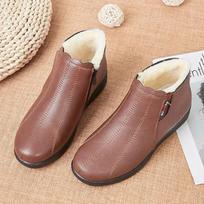 Women Snow Boots Waterproof Warm Fur Solid Color Ankle Boots Solid Color Non-Slip Flats Fashion Shoes for Women Zapatos De Mujer 35 ruda