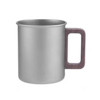 Titanium Camping Cup Pure Ti Travel Mug Wooden Handle 300ml/450ml Outdoor Portable Large Beer Mug 450ml gray