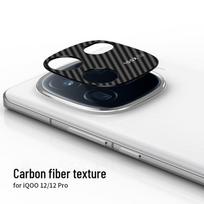 IQOO12Pro/13 Metal Lens Sticker: Anti-Fall Camera Protector, No Impact on Photos. Carbon fiber, IQOO12/12Pro, Metal Lens Film juoda