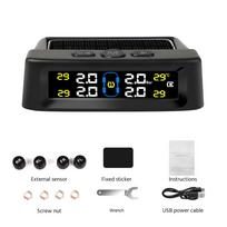 4 daviklių automobilio TPMS padangų slėgio stebėjimo sistema, maitinama saulės energija, skaitmeninis LCD ekranas, automatinis saugos signalizacijos testeris, automobilių testas 4-External Sensor
