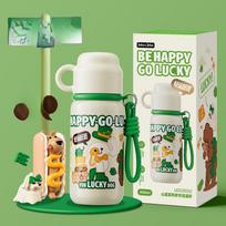 Cute Fashion Children's Thermos Cup Food Grade High Appearance Level Water Cup Straight Drinking Pot Kindergarten Male and Female Students 450ml white