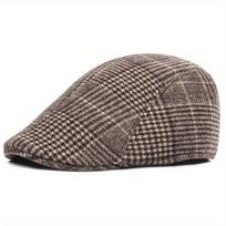 Vintage Plaid Flat Cap Unisex Lightweight Beret Newsboy Hats Classic British Style Duckbill Cap for Women & Men ruda