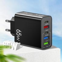 65W Multi-Port Travel Charger: PD Type-C + 3 USB, European & American Compatible EU-European standard juoda
