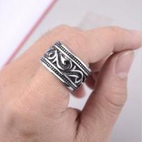 Viking Pirate Fish Hook Pattern Ring New Vintage Men's Ring Metal Silver Plated Retro Ring Accessories Party Jewelry 8 sidabras