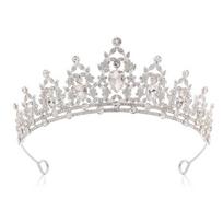 Kilmingas Juodas Brangakmenis Žvilgantis Deimantas Vestuvinė Tiara, Lydinio Karūna Vestuvių Tiara, Plaukų Aksesuarai, Banketo Šventė, Disko Plaukų Tiara white