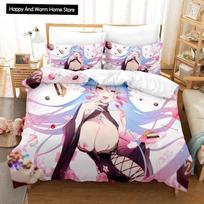 3D Anime Seksualios Merginos Silvervale VTuber Patalynės Komplektas Viengulis Twin Pilnas Queen King Dydžio Lovos Komplektas Suaugusių Berniukų Miegamojo Antklodės Užvalkalų Komplektai EU single(135x200cm) gray