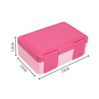 1450ml Bento Box for Kids 4 Compartment Sealed Lunch Boxes with spoon fork Microwave Heating Bento Box Food Bento Containers pink