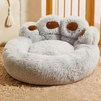 Pet Sofa Beds Soft Long Plush Dog Kennel Winter Home Supplies Washable Warm Cat Sleeping Mat 56X40X5CM pilka