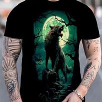 plus size Wolf 3D Printed T-shirt for Men's Summer Fashion Harajuku Street Loose Casual Round Neck Short Sleeved Shirt T-Shirts Men’s 7XL blue